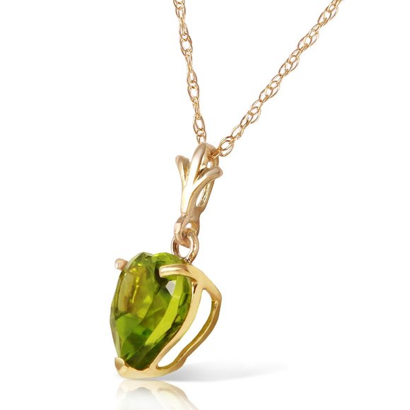 14K. SOLID GOLD NECKLACE WITH NATURAL PERIDOT - Picture 2 of 7